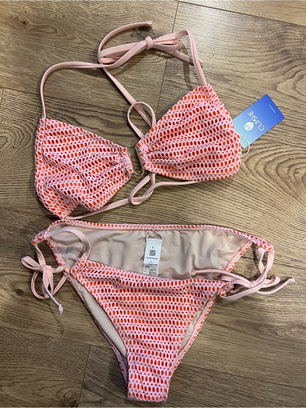 NWT cupshe Pink lace Tie-Side Bikini